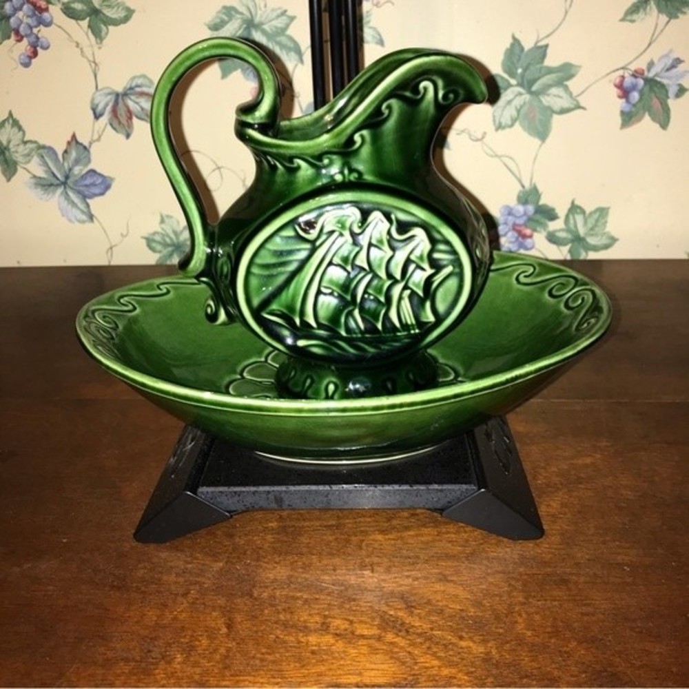 McCoy Pottery Clipper Ship Pitcher and Bowl